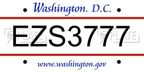 EZS3777 District Of Columbia License Plate