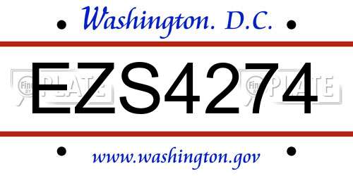 EZS4274 District Of Columbia License Plate