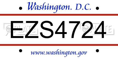 EZS4724 District Of Columbia License Plate