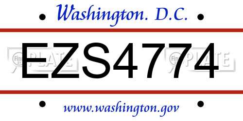 EZS4774 District Of Columbia License Plate
