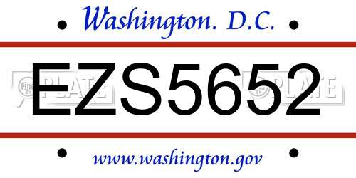 EZS5652 District Of Columbia License Plate