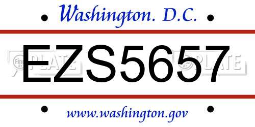EZS5657 District Of Columbia License Plate