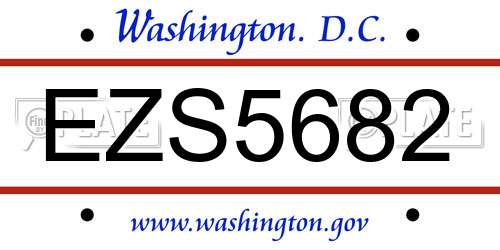 EZS5682 District Of Columbia License Plate