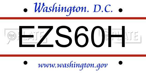 EZS60H District Of Columbia License Plate