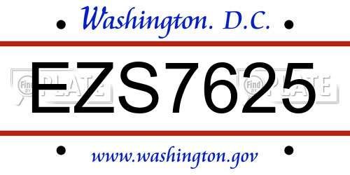EZS7625 District Of Columbia License Plate