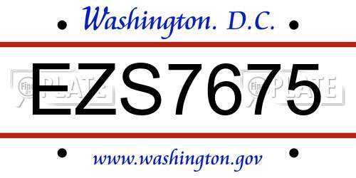 EZS7675 District Of Columbia License Plate