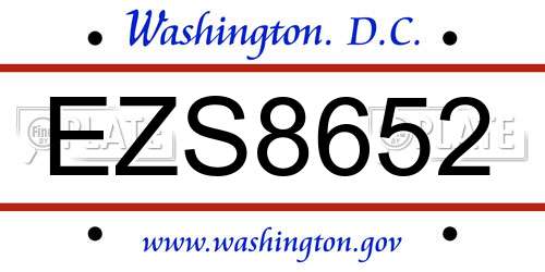 EZS8652 District Of Columbia License Plate