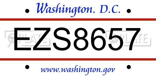 EZS8657 District Of Columbia License Plate
