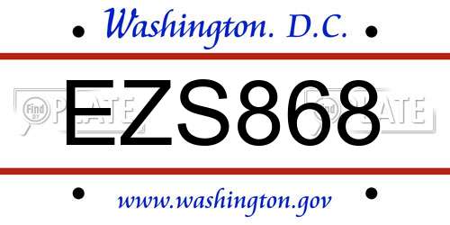 EZS868 District Of Columbia License Plate