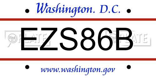 EZS86B District Of Columbia License Plate