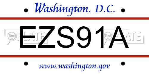 EZS91A District Of Columbia License Plate