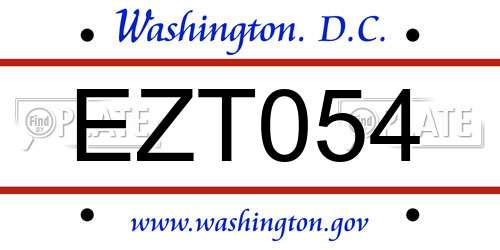 EZT054 District Of Columbia License Plate
