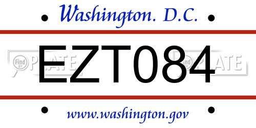 EZT084 District Of Columbia License Plate