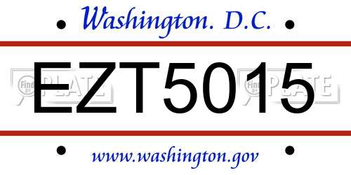 EZT5015 District Of Columbia License Plate