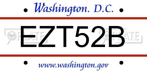 EZT52B District Of Columbia License Plate