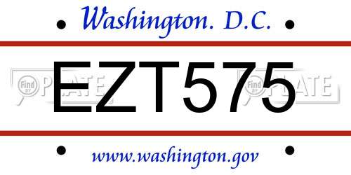EZT575 District Of Columbia License Plate