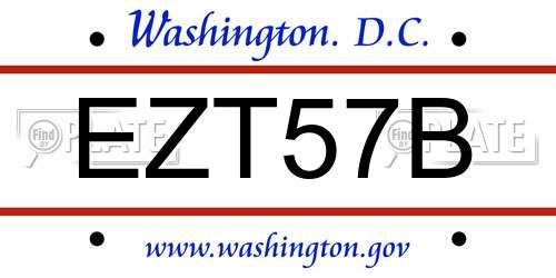 EZT57B District Of Columbia License Plate