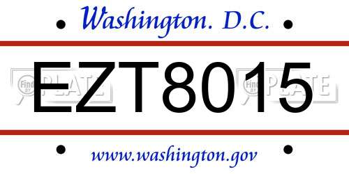 EZT8015 District Of Columbia License Plate