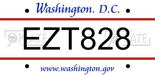 EZT828 District Of Columbia License Plate