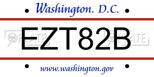 EZT82B District Of Columbia License Plate