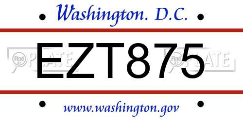 EZT875 District Of Columbia License Plate