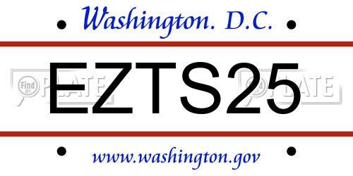 EZTS25 District Of Columbia License Plate