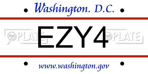 EZY4 District Of Columbia License Plate