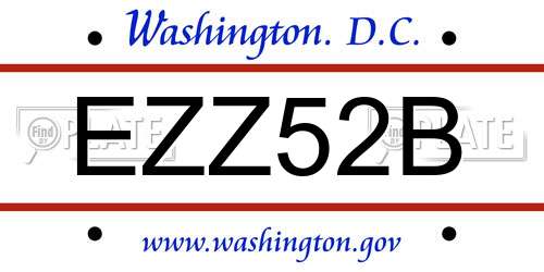 EZZ52B District Of Columbia License Plate