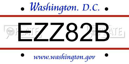 EZZ82B District Of Columbia License Plate