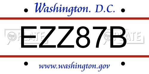 EZZ87B District Of Columbia License Plate