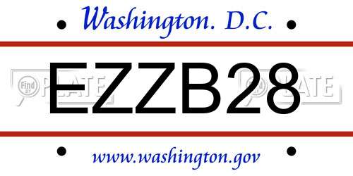 EZZB28 District Of Columbia License Plate