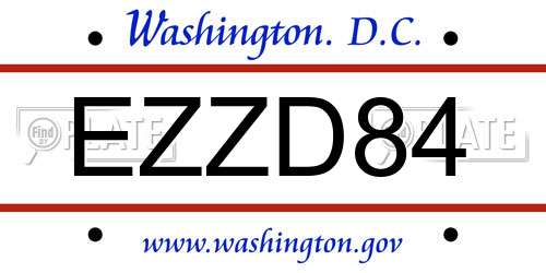 EZZD84 District Of Columbia License Plate