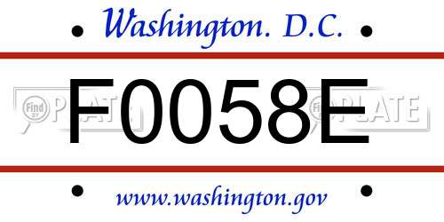 F0058E District Of Columbia License Plate