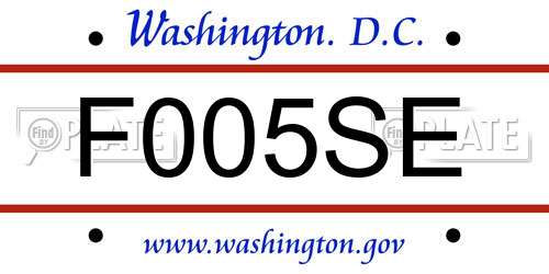 F005SE District Of Columbia License Plate