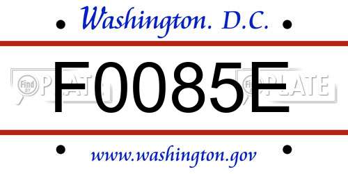 F0085E District Of Columbia License Plate