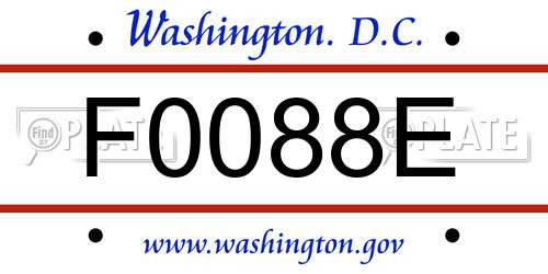 F0088E District Of Columbia License Plate