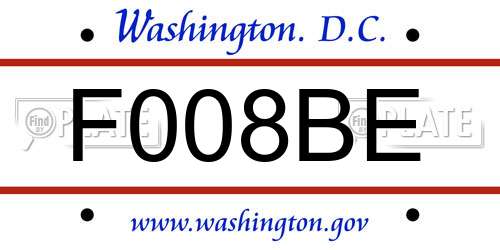 F008BE District Of Columbia License Plate