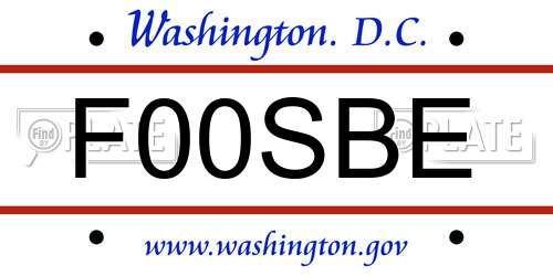 F00SBE District Of Columbia License Plate