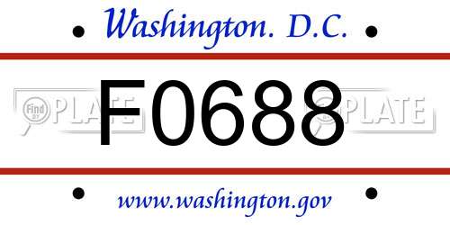 F0688 District Of Columbia License Plate