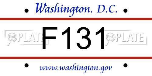 F131 District Of Columbia License Plate