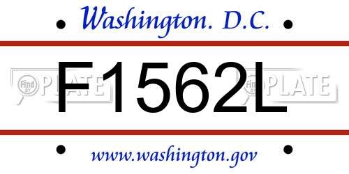 F1562L District Of Columbia License Plate