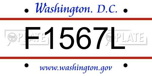 F1567L District Of Columbia License Plate