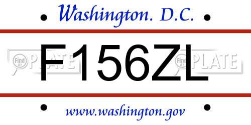 F156ZL District Of Columbia License Plate