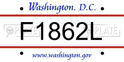 F1862L District Of Columbia License Plate