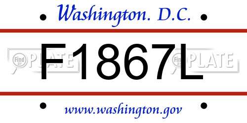 F1867L District Of Columbia License Plate