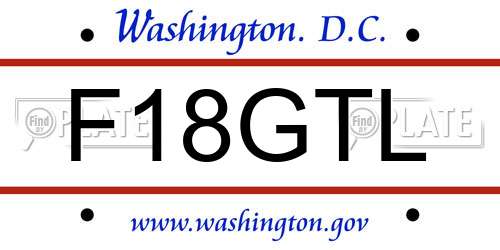 F18GTL District Of Columbia License Plate