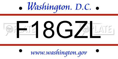 F18GZL District Of Columbia License Plate