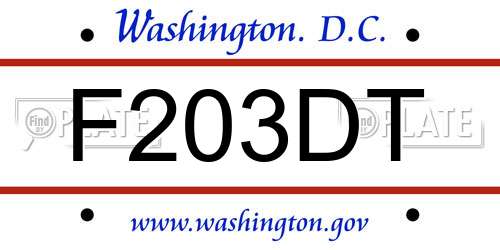 F203DT District Of Columbia License Plate