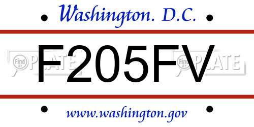 F205FV District Of Columbia License Plate