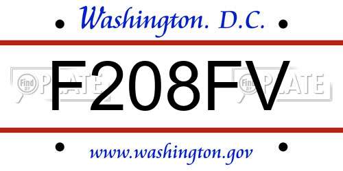 F208FV District Of Columbia License Plate